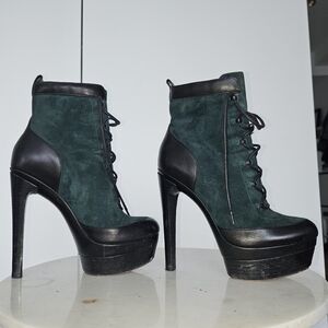 Rachel Zoe Black and Green Heeled Boots